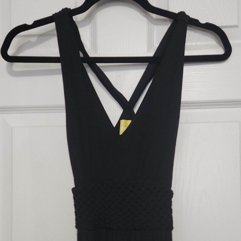 Maeve Black Dress with Olive Label Accent